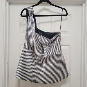 Navy & White striped one shoulder top-Size 12 (NWT)